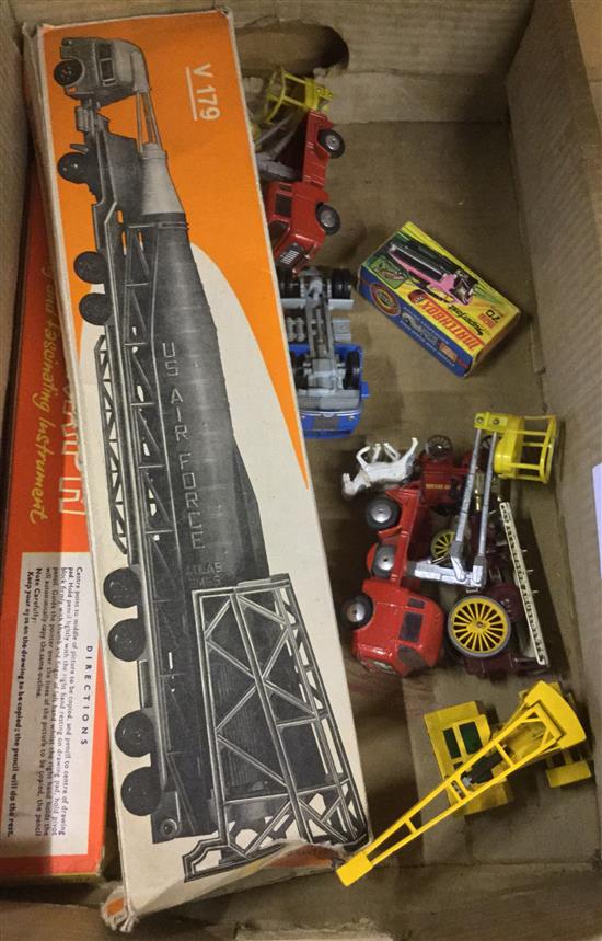 2 Corgi jeeps, Matchbox jumbo crane and other models